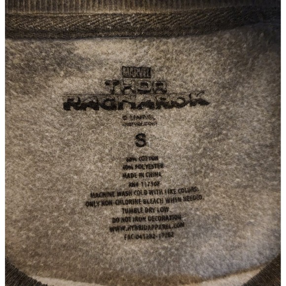 Marvel Thor Ragnarok Mens Graphic Sweatshirt Size S Gray Cotton Blend Crew Neck - Picture 4 of 4